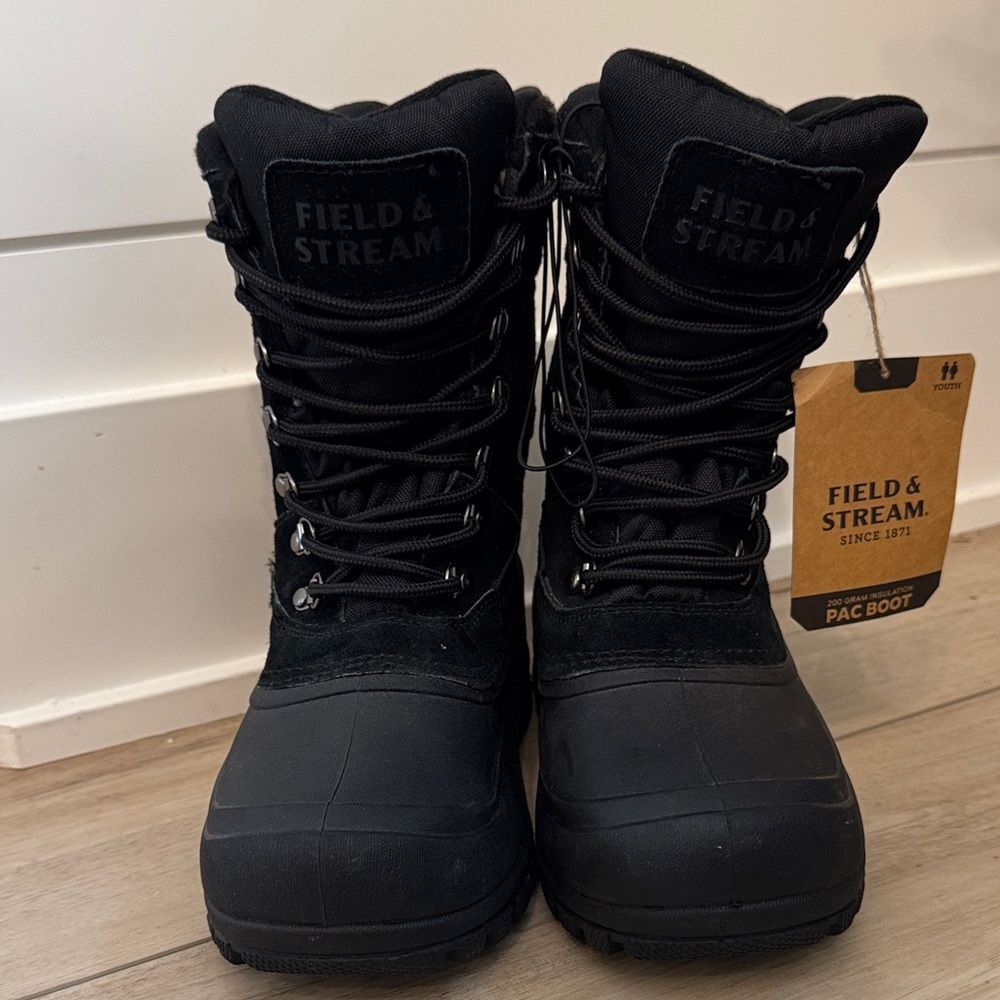 Field & Stream PAC Boot Winter Insulated Water Resistant Kid Boy Size 4 Black - Picture 5 of 10